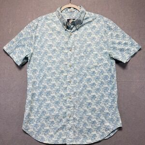 Reyn Spooner Mens Tailored Fit Short Sleeve Button Up Shirt Wave Print Size M
